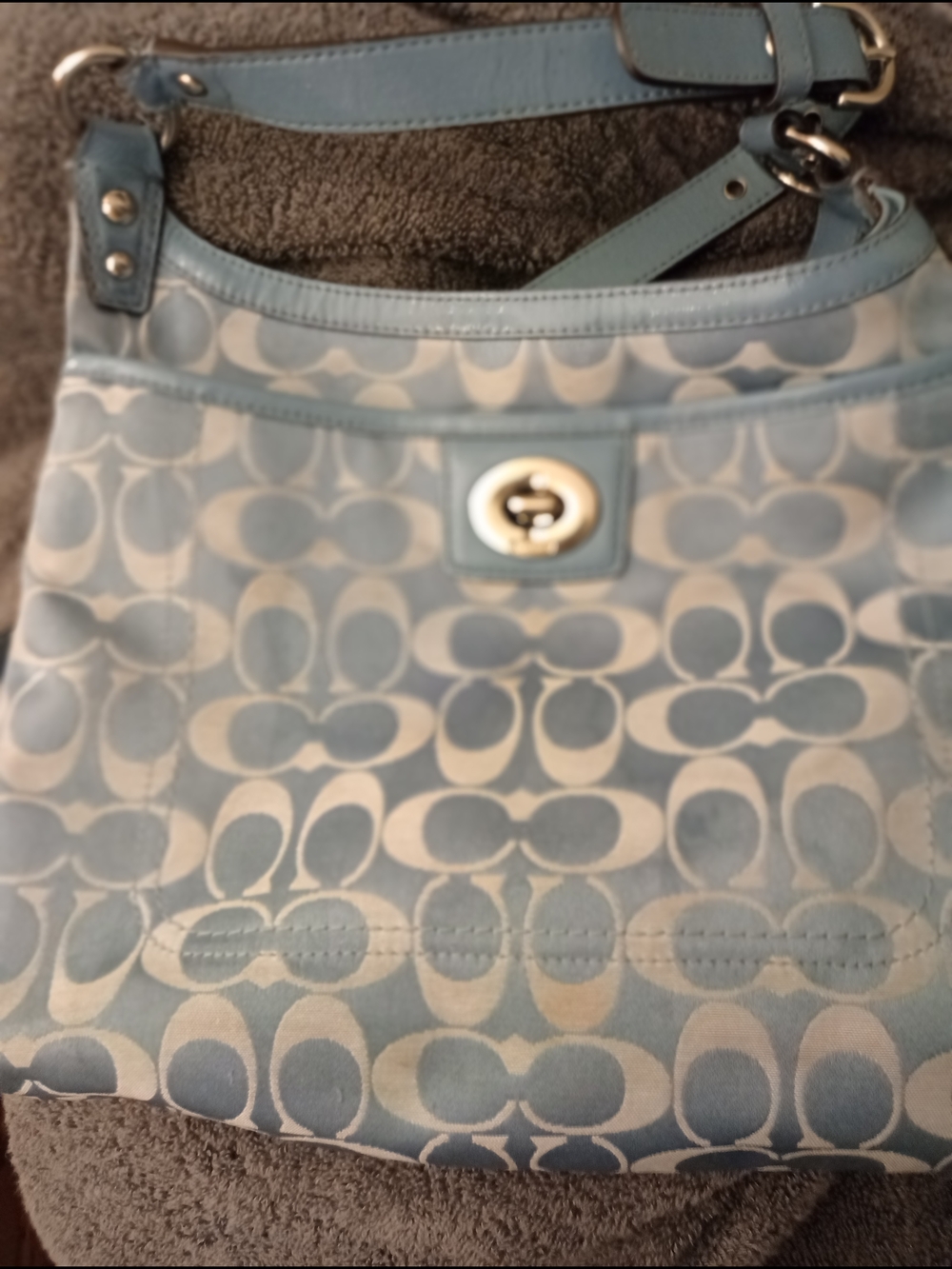 Coach Light Blue Signature Canvas Shoulder Bag